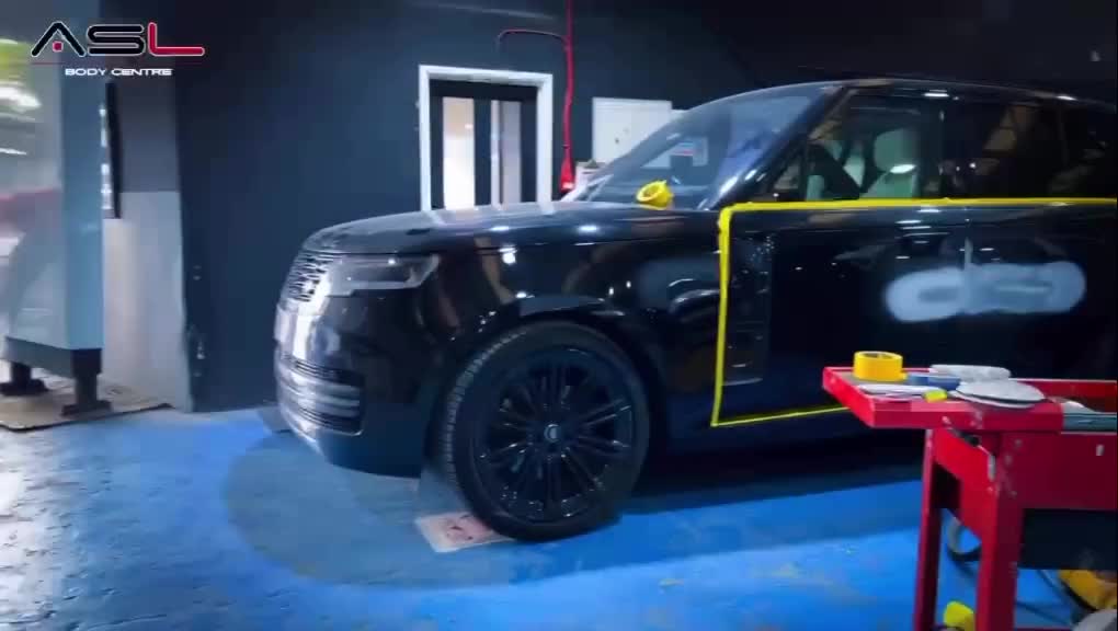 Range Rover undergoing bodywork preparation at ASL Bodyshop